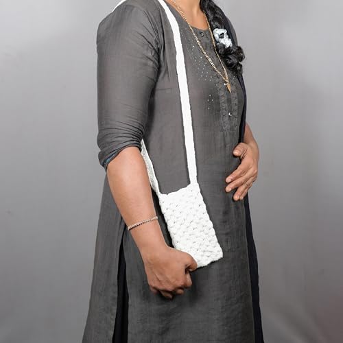 Image of Mobile phone Crochet sling bags for ladies- tightly knit with acrylic yarn.