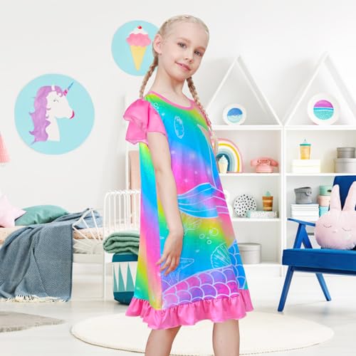 Image of Girls Nightgowns Unicorn Sleepwear Night Sleep Dress Pajamas Little Kids Toddler Soft Nightgown