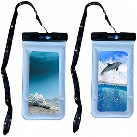 Airbot 2 Pack Waterproof Phone Bag Compatible with iPhone X SE 5S 6 6S 7 7S 8+, Samsung Galaxy S6 S7 S8 S7 Edge Note, HTC, LG, ZTE, Sony Xperia, Google, Motorola, Huawei - Phones up to 6.1" - White Cover