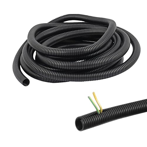 Jiaureshiby 配線チューブ 内径13㎜ 10ｍ コルゲート チューブ ケーブル収納スリーブ 配線カバー ワイヤスリーブ 配線モール PPチューブ ケーブルプロテクター コード 整理 まとめる ケーブル カバー ペットコード噛み防止 UVカット 難燃 耐熱 防塵 配線保護 チュープ 断線防止 DIY切断可能 電線保護具 家庭用/オフィス用/自動車用 ブラック