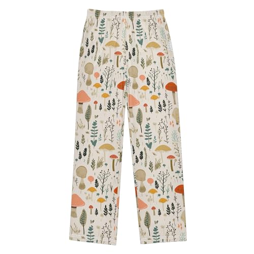 Mushroom Long Pajama Pants Elastic Waist PJ Bottoms with Pockets S A1103092