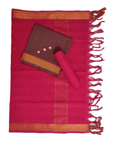 Image of SANJ Mangalagiri Cotton Unstitched Dress Material for Womens dress Unstitched Traditional salwar suit | TOP | Bottom | Duppatta