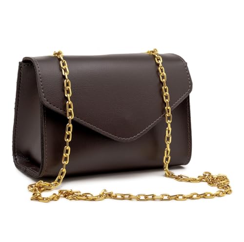 Bolsa Feminina Blogueira Balada Corrente Mão e Ombro Fashion Estilosa (Marrom)