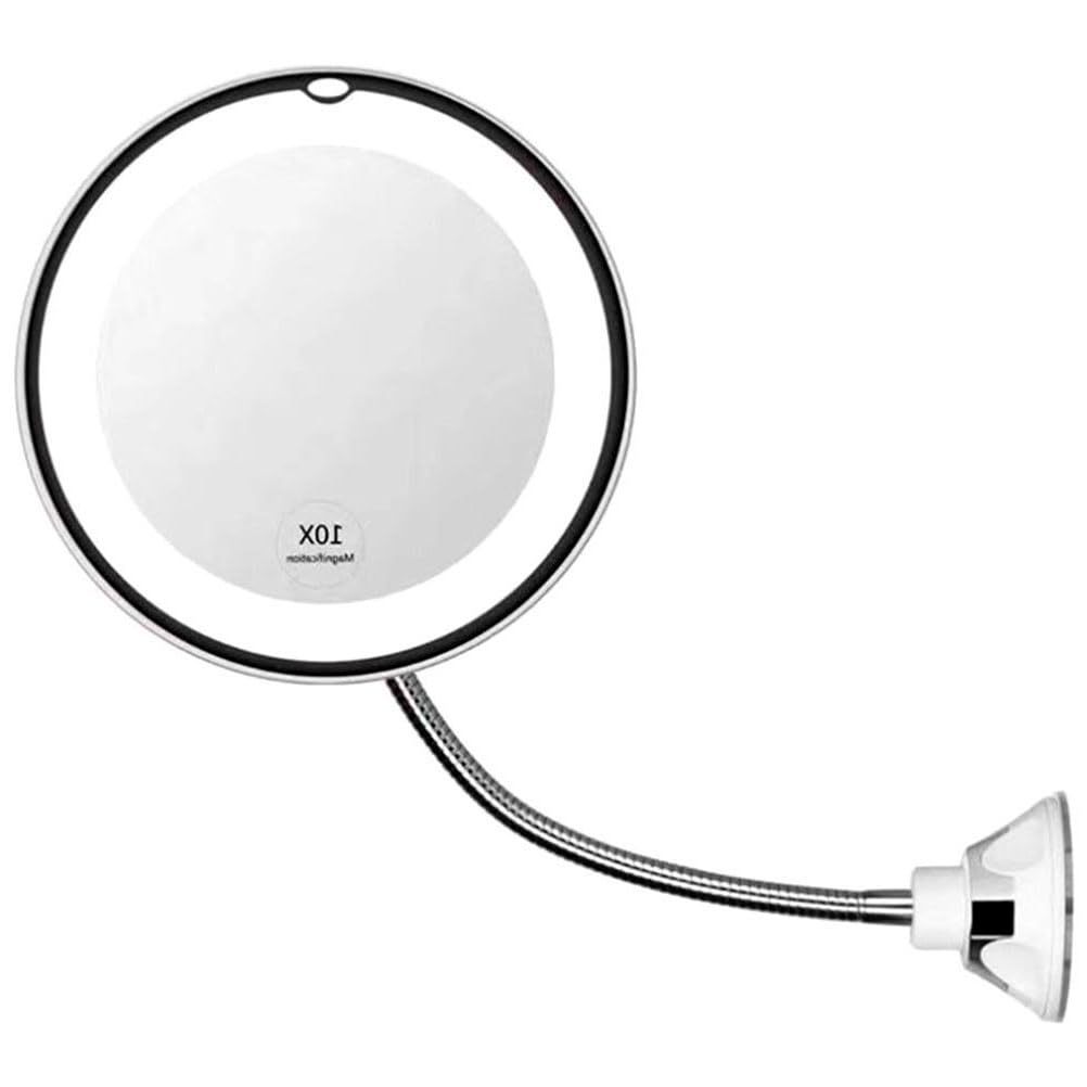 Gegong Specchio di vanità a LED con una luce di aspirazione leggera flessibile a coccola 360 girevole 10 volte specchio portatile ingrandimento per il viaggio da bagno a casa