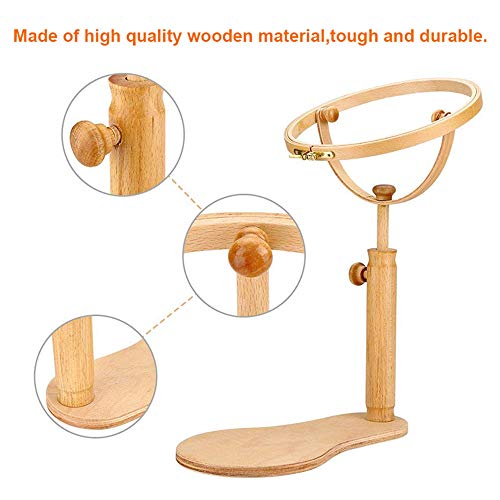8.27 In Sit-On Round Embroidery Stand Hoop Wood Embroidery Cross Stitch Hoop Ring Frame Adjustable Sewing Tools #TOP4