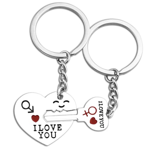 QUIHUD Regali per fidanzato Coppia Regali Fidanzato Idee Regalo di Compleanno Amore Cuore Portachiavi Fidanzata Bf San Valentino Natale Compleanno Regalo Anniversario Portachiavi Regalo Migliore Amico