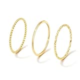 Gokeey Pinky Rings for Women Size 3, Dainty Stackable Rings Non Tarnish Thin Band Gold Rings Set, Minimalist Simple Jewelry