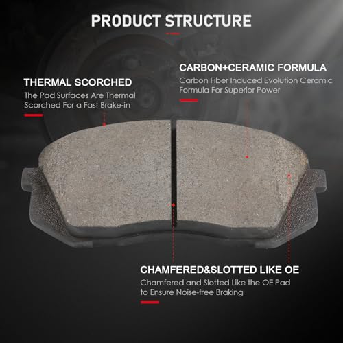Image of cciyu D1855 Front Ceramic Disc Brake Pads Kit For Hyundai For Elantra GT 18-20 /For Kona 18-23 /For Sonata 16-19 /For Veloster 19-21,For Kia For Forte 19-23 /For Forte5 20-22 /For Optima 16-20