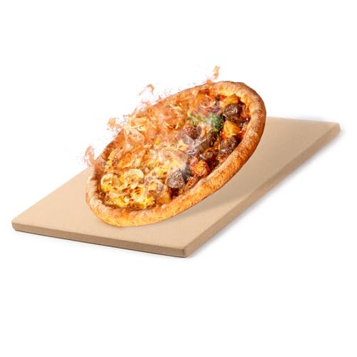 ORAGKE Piedra para Pizza de Cordierita (38 x 30 x 1 cm) – Pizza Stone para Horno, Parrilla y Barbacoa – Base Crujiente y Horneado Uniforme – para Pan de Cristal, Ciabatta y Baguette – Rectangular