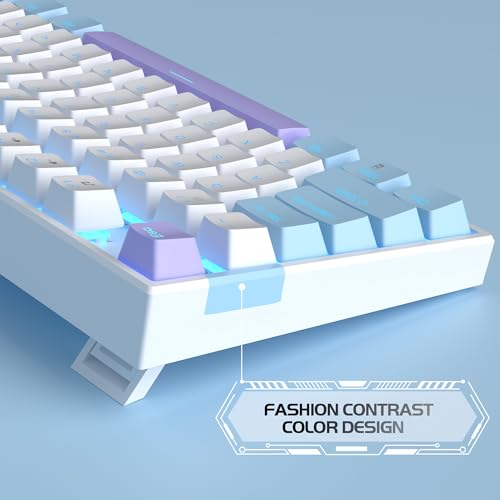 MageGee 75% Teclado mecânico para jogos com interruptor vermelho, teclado retroiluminado azul LED, t