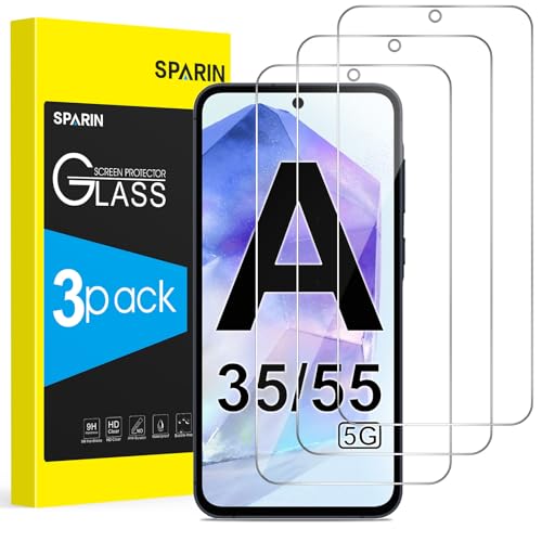 SPARIN 3 Stück Panzer Schutz Glas für Samsung Galaxy A35/A55 5G HD Displayschutz 9H Härte Schutzfolie Frei von Kratzern Ultrabeständig Folie