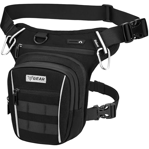 Eshow Pernera Moto Táctica Ampliable, Riñoneras Militar con Correas Ajustables para Hombre y Mujer, Bolsa Pierna para Motocicleta Viajes Senderismo Deportes Negro