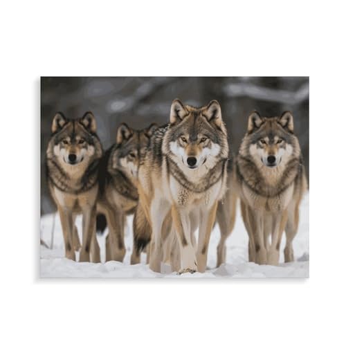 Kit peinture par numéros adultes loups cadre décoration murale
