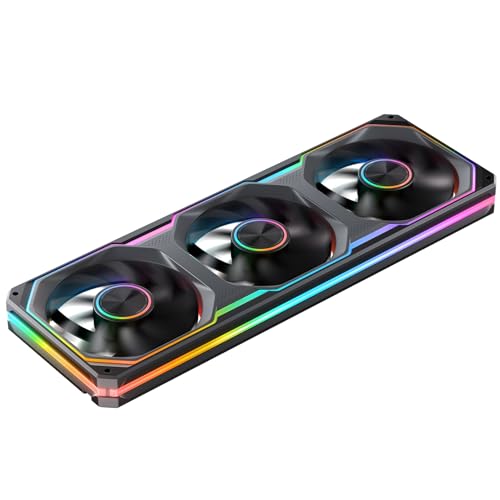 Image of JONSBO XA-360B PC Case Fan, Silent Computer Fan,Dual-Light Effect, Switch At Will,All-in-One, Single Frame Unit with3x120mm ARGB Fans,3Pin ARGB, Fan 2400RPM,28MM Thick,Black
