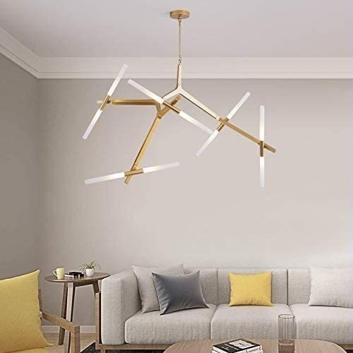 Lampe suspendue 10 branches en verre dépoli et métal Lucky - 4