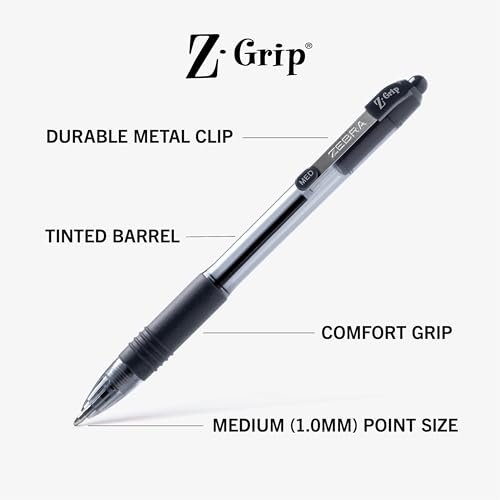 Image of Zebra Pen Z-Grip Retractable Ballpoint Pen, Black, Blue, Red, 1.0mm, 24-Pk