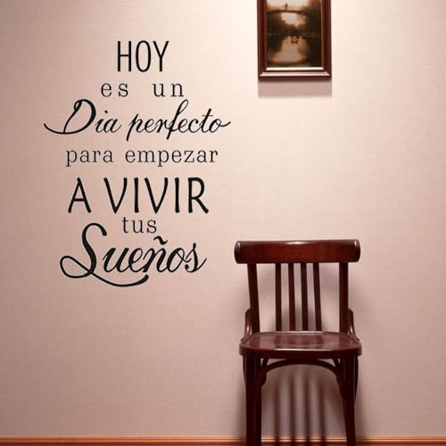BooDecal Spanish Quote Wall Decals Stickers Hoy ES Un Dia Empezar a Vivir Tus Suenos Peel and Stick Wall Stickers for Bedroom Living Room 17 x 24 inches