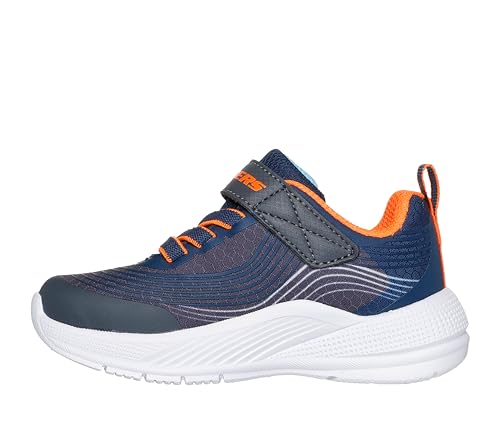 Skechers Kids Microspec Advance Sneaker, Navy/Orange, 3 Little Kid