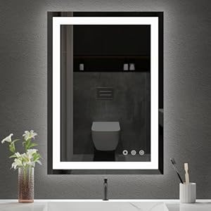 20×28 Inch LED Bathroom Mirror – Anti-Fog, Stepless Dimmable – Bathroom Mirror with Lights – 3 Color LED Mirror for Bathroom, IP54 Waterproof, Horizontal/Vertical