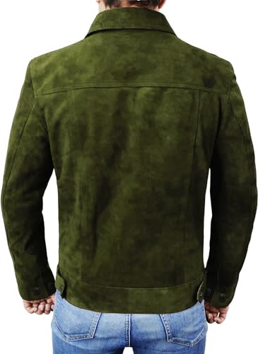 Image of Men's Suede Leather Jacket - Western Style Cowboy Trucker Leather Jackets for Adult Outerwear