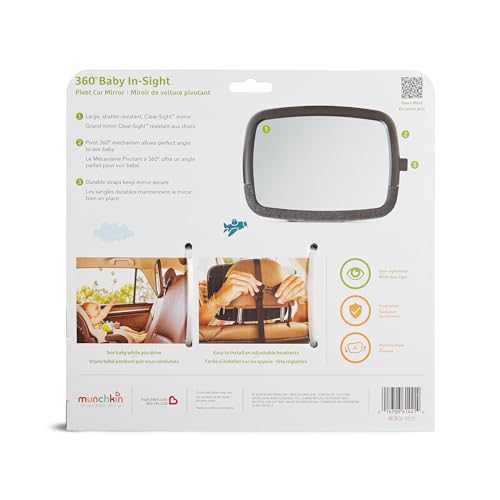 Munchkin Brica 360 Pivot Baby in-Sight Wide-Angle Adjustable Car Mirror, Crash Tested & Shatter Resistant, Black - Image 4