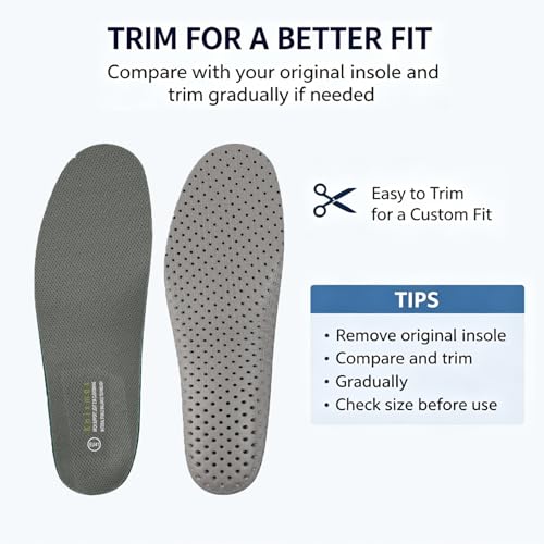 Image of Knixmax Women's Sport Shoe Insoles, Comfort Thin Cushioning Sneaker Inserts for Woman, Breathable Replacement Innersoles for Running Shoes, Loafers, Walking Shoe Liners Grey EU 37