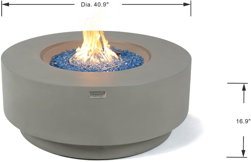 Colosseo Concrete Fire Pit 40.9" x 40.9" Outdoor Patio Firepit Includes Fire Glass Modern Fire Pits & Outdoor Fireplaces for Garden, Deck, Indoor & Outdoor Heating