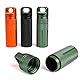 Vogueing Tool Wasserdichter Pillenhalter, EDC-Behälter, Metall, Überlebenskapsel für Camping, Klettern, Radfahren, Wandern (runder Kopf, schwarz)