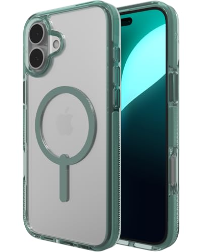 Image of ZAGG Santa Cruz Snap Case for iPhone 16 Plus Case - MagSafe Compatible, 13ft Military-Grade Drop Protection, Graphene Reinforced, Lightweight, 70% Recycled Content, Clear with Color Accents, Green