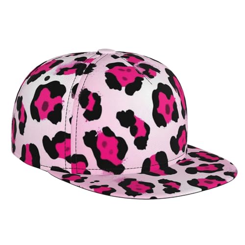 Fashion Baseball Cap Dad Hat for Girls and Boys, Paint Splatter Cheetah Leopard Print Pink Adjustable Snap Breathable Golf Cap Outwear