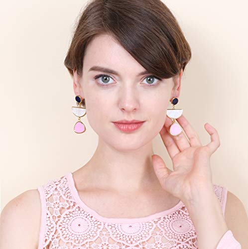 Bonaluna-Multi-Colorblock-Geometric-Frame-Statement-Earrings-with-Acrylic-Gem-Dangle-Drops-for-Women