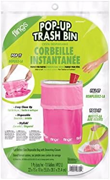 Amscan Flings Pop-Up Trash Bin- 13 Gallons | Bright Pink | 1 Pc.