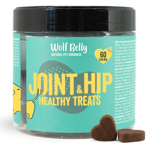 Wolf Belly - Condroprotettore per Cani con Acido Ialuronico (60 Biscotti al Gusto Fegato) Glucosamina, MSM e Collagene | Potente Antinfiammatorio per Articolazioni Forti - Prodotto in Europa