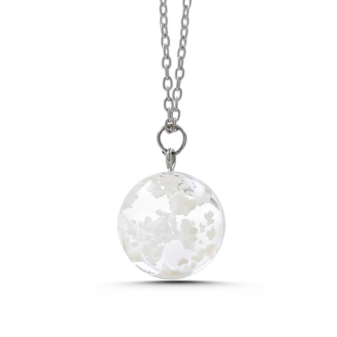 White Cloud Resin Ball Pendant Necklace Stainless Steel Long Chain Sweater Jewl (B0DHH496MK) Amazon Price History, Amazon Price Tracker