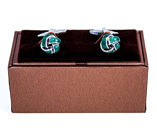 MRCUFF Green Knot Pair Cufflinks in a Presentation Gift Box & Polishing Cloth2