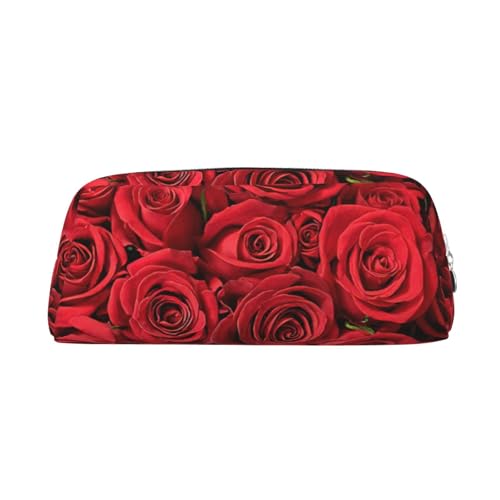 Hingor Neceser con cremallera para cosméticos, artículos de papelería, monedero, estuche de viaje con estampado de rosas rojas, Silver, One Size, Bolsa para monedas