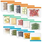 MHSEcoFriendly® Reusable Freezer Bags 15-Pack | BPA-Free, Degradable, Leakproof Ziplock | Medium, Large & XLarge | Food Storage Bags - Meal Prep, Batch Cooking, Meat Marination