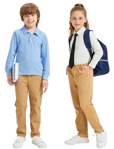 Image of QBK Relaxed Fit Stretch School Uniform Pant Chino Pants for Toddler to Youth Boys and Girls