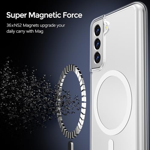 Rayboen for Samsung Galaxy S21 Plus Case, Compatible with Magsafe, Classic Crystal Clear Slim Shockproof Protective Phone Cover for Galaxy S21+ Plus 5G with Hard PC Back, White Magnetic Ring by Rayboen - Used condition - Image 4