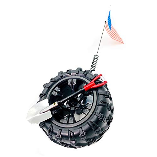 Image of CB Miniature Spare Tire Flag Shovel Creative Off-Road Mini Rigs Build For Car Automotive Styling, Body Shop Decoration, Black Wheel-America Flag