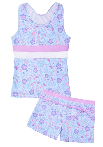 Image of Uhnice Girls Swimsuit Two Piece Tankini Swimwear with Boyshort