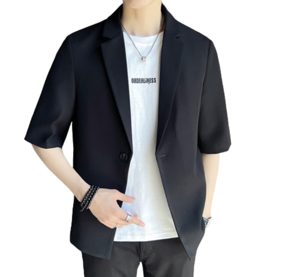 Herenpak Jassen One Button Blazer Veste Slim Fit Tuxedo Jurk Pak Stretch Classic Coat (Color : Navy, Size : X-Small