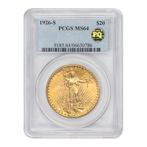 1926 S American Gold Saint Gaudens Double Eagle MS-64 PQ Approved $20 PCGS MS64