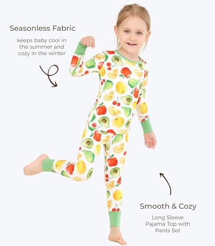 Image of Toddler Boys Girls Clothes Viscose from Bamboo Long Sleeve Top and Pants Clothing Set Soft 2Pcs Kid Outfit