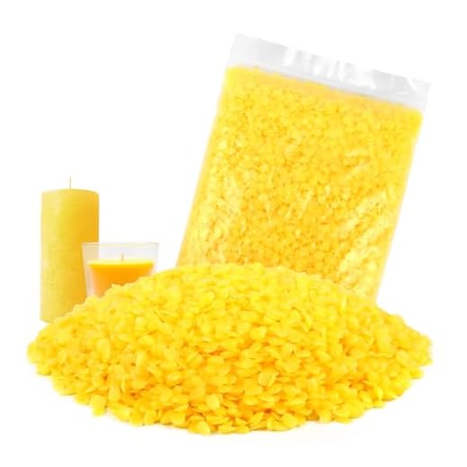 MXTIMWAN 250g Pellets de Cera de Abeja Amarilla,Beeswax,Puras Pastillas de Cera de Abejas,Cera para Velas Caseras para Cosméticos, Ungüentos,Jabones,Abrillantadores de Madera,Toallitas de Cera Abeja