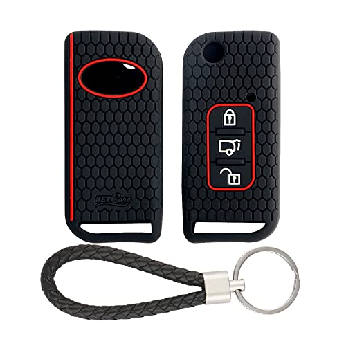 Image of Keycare Silicone Key Cover Compatible for XUV500 flip Key (Black with KCMiniBlack Keyring)