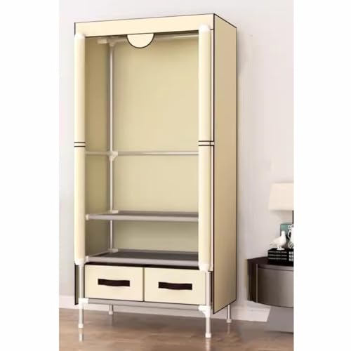 Falta de espacio Armario portátil de tela beige con 2 cajones para ordenar ropa