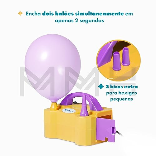 Bomba Elétrica Inflador Encher Balões Bexigas Festa 110V (Amarelo)