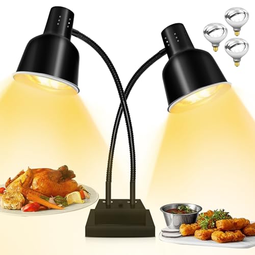 Food Heat Lamp, Commercial Food Warmer 550W Dual Head Heat