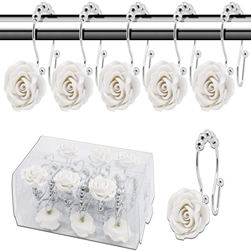 Crochets pour rideau de douche rose, anneaux métalliques de qualité supérieure